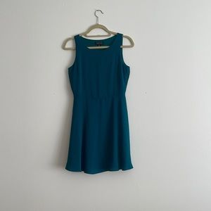 Green crew neck mini dress
